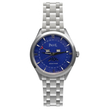 PAGOL Men's PG7001 Quartz Moon Phase Stainless Steel Watch Blue Dial
