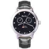 PAGOL時尚精美星空手表PA7002銀色殼黑色皮帶款