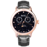 PAGOL時尚精美星空手表PA7002玫瑰金殼黑色皮帶款