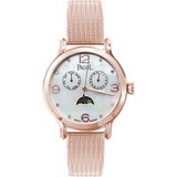 PAGOL PA7001 Luxury Mother of Pearl Dial Quartz Wrist Watch for Women Mesh/Rose Gold-tone