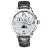 PAGOL PA7001 Luxury Mother of Pearl Dial Quartz Wrist Watch for Women Black/Silver