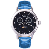 PAGOL時尚精美星空手表PA7002銀色殼藍色皮帶款